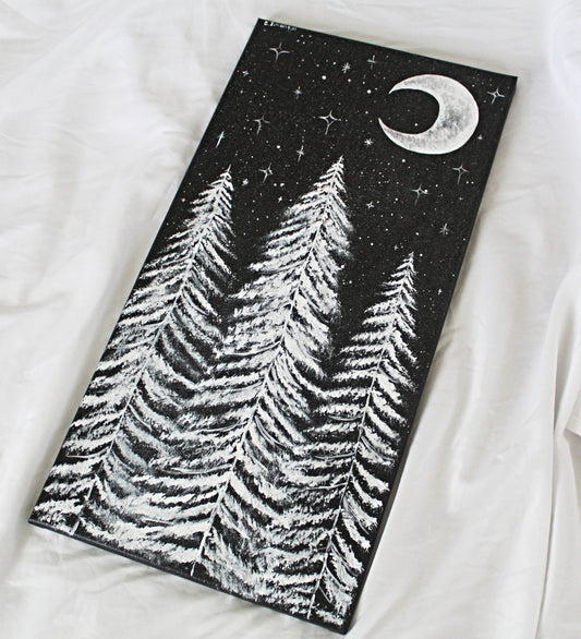 Black and White Night Sky Canvas Painting