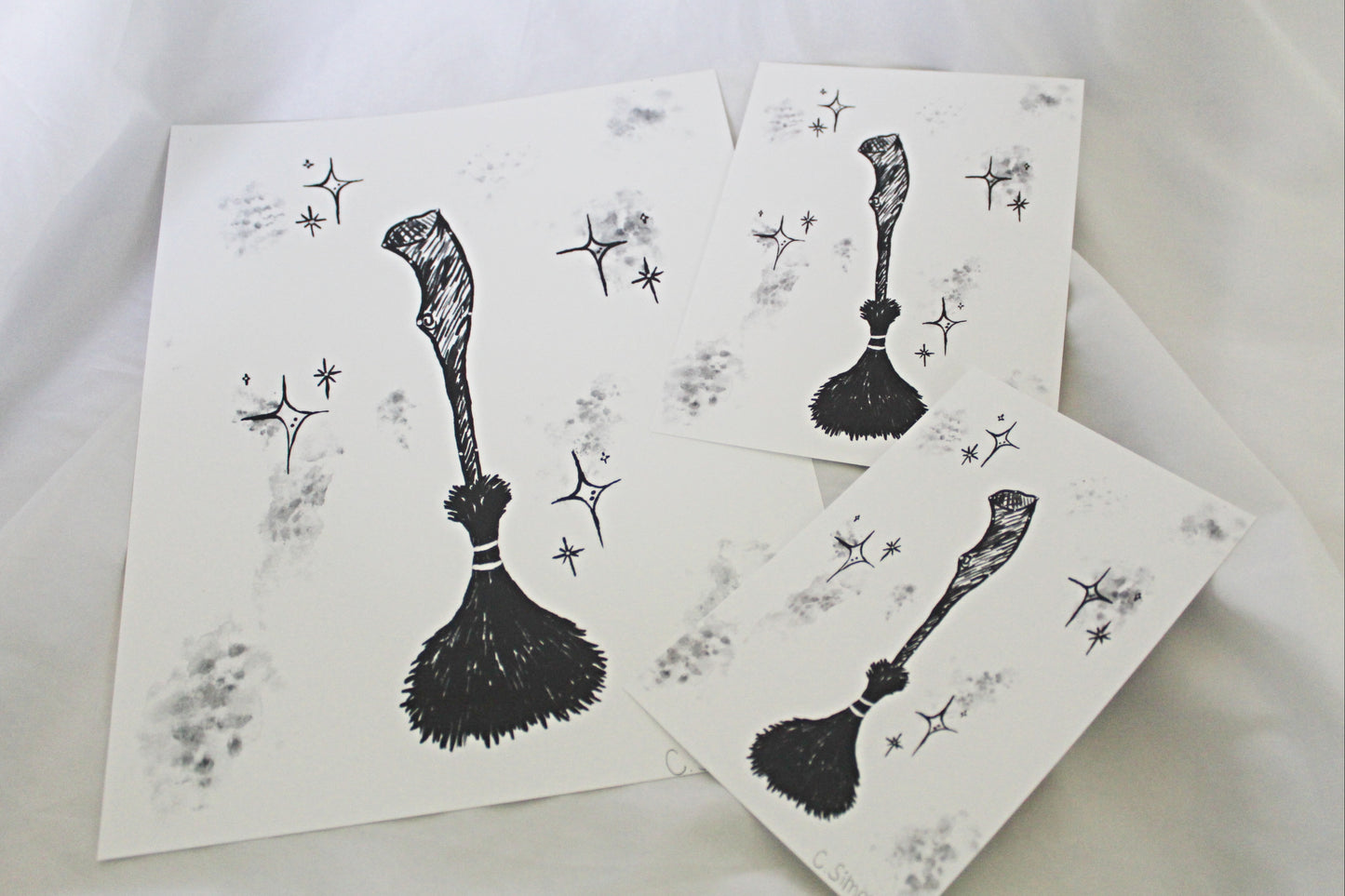Witch Broomstick Painting Art Print