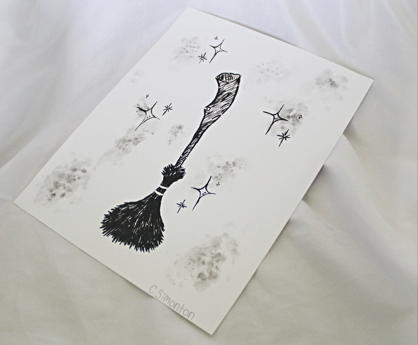 Witch Broomstick Painting Art Print