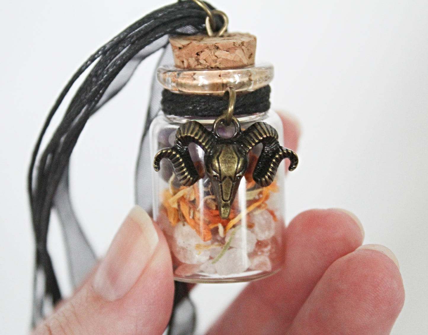 Ram Skull Little Jar of Happiness Necklace