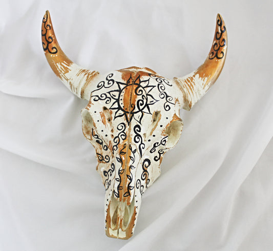 Golden Sun Bull Skull Wall Hanging