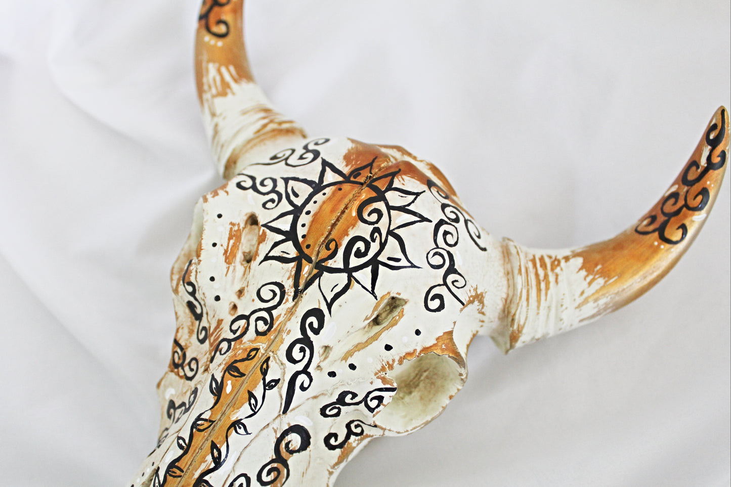 Golden Sun Bull Skull Wall Hanging