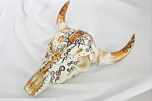 Golden Sun Bull Skull Wall Hanging