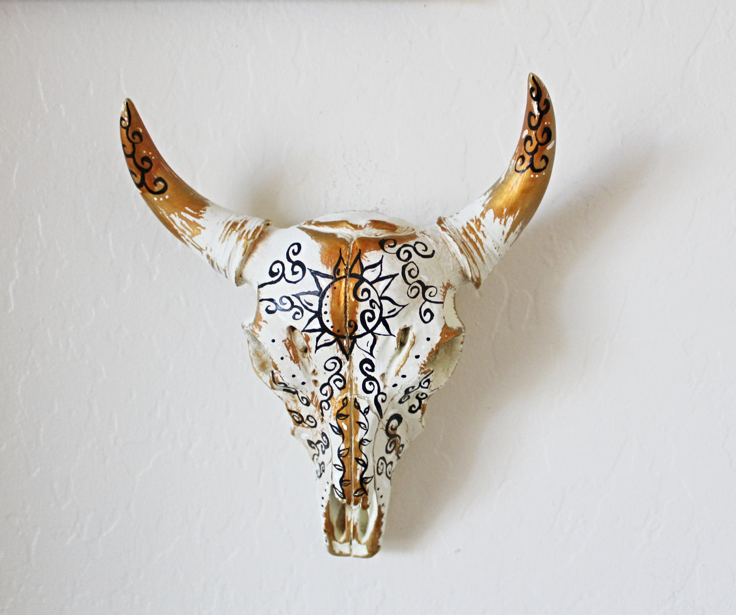 Golden Sun Bull Skull Wall Hanging