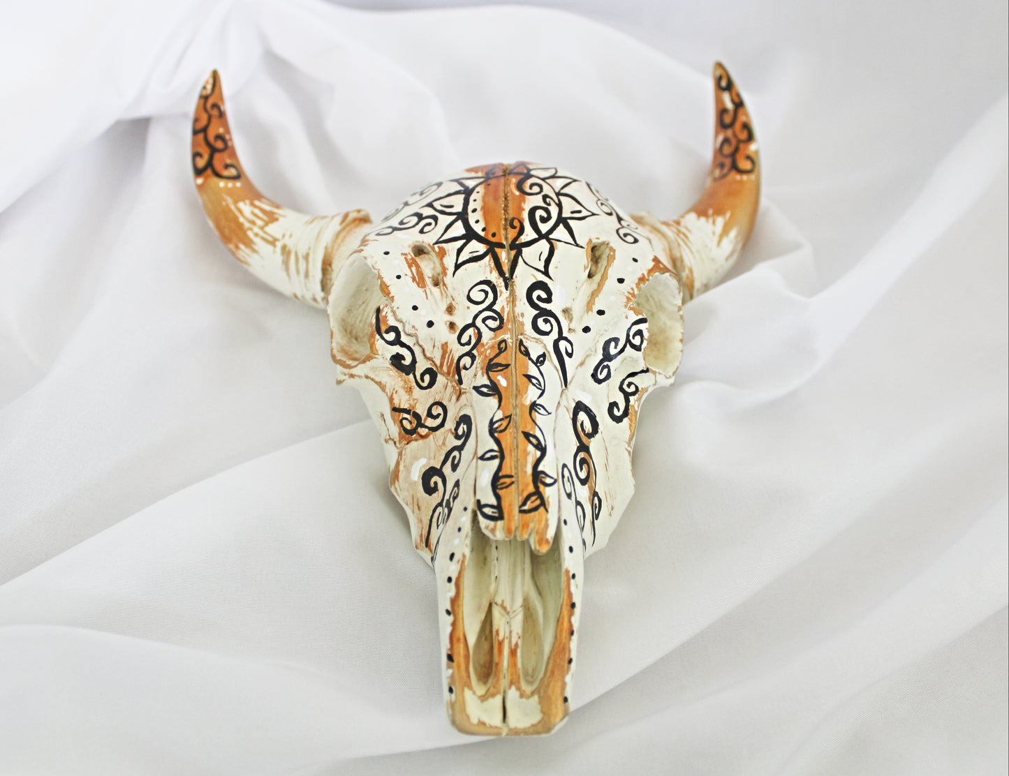 Golden Sun Bull Skull Wall Hanging
