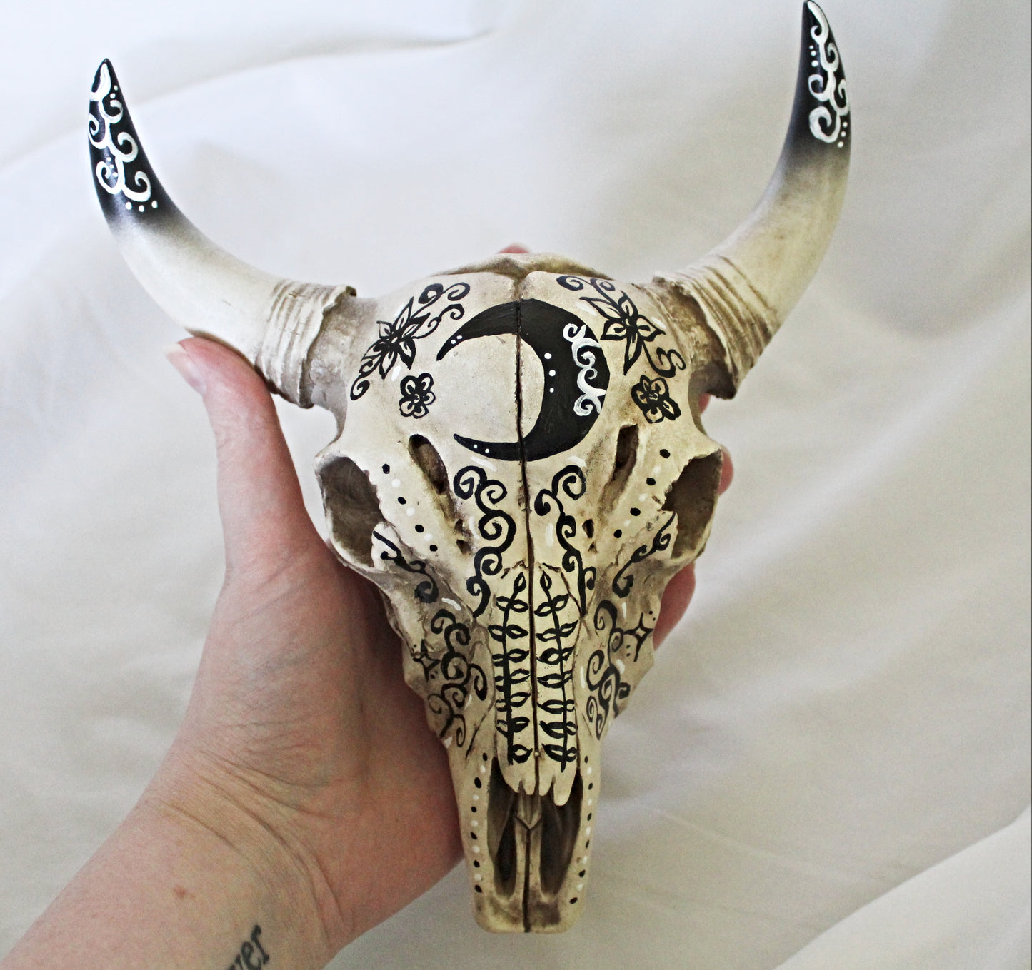 Crescent Moon Bull Skull Wall Hanging