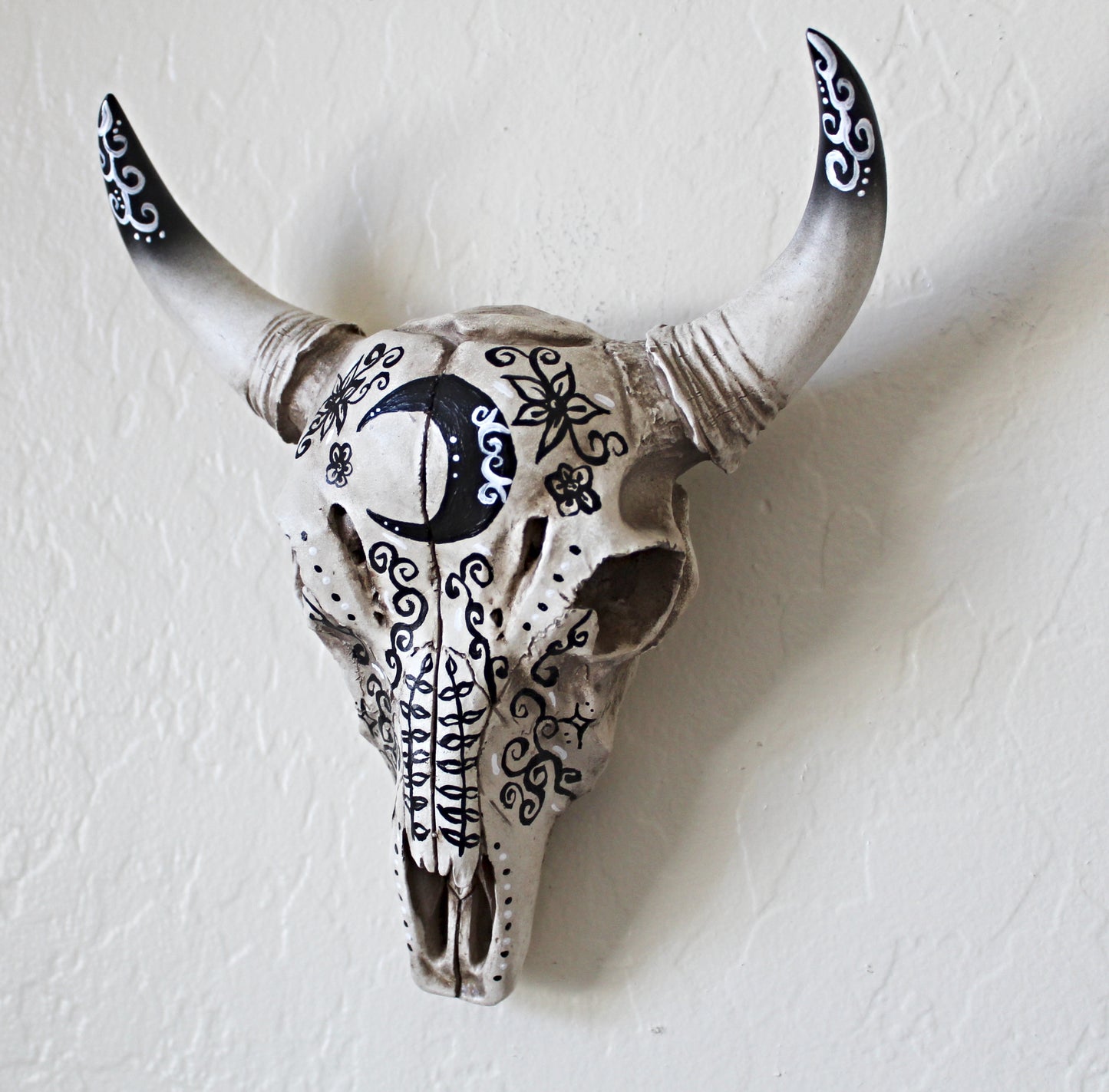 Crescent Moon Bull Skull Wall Hanging