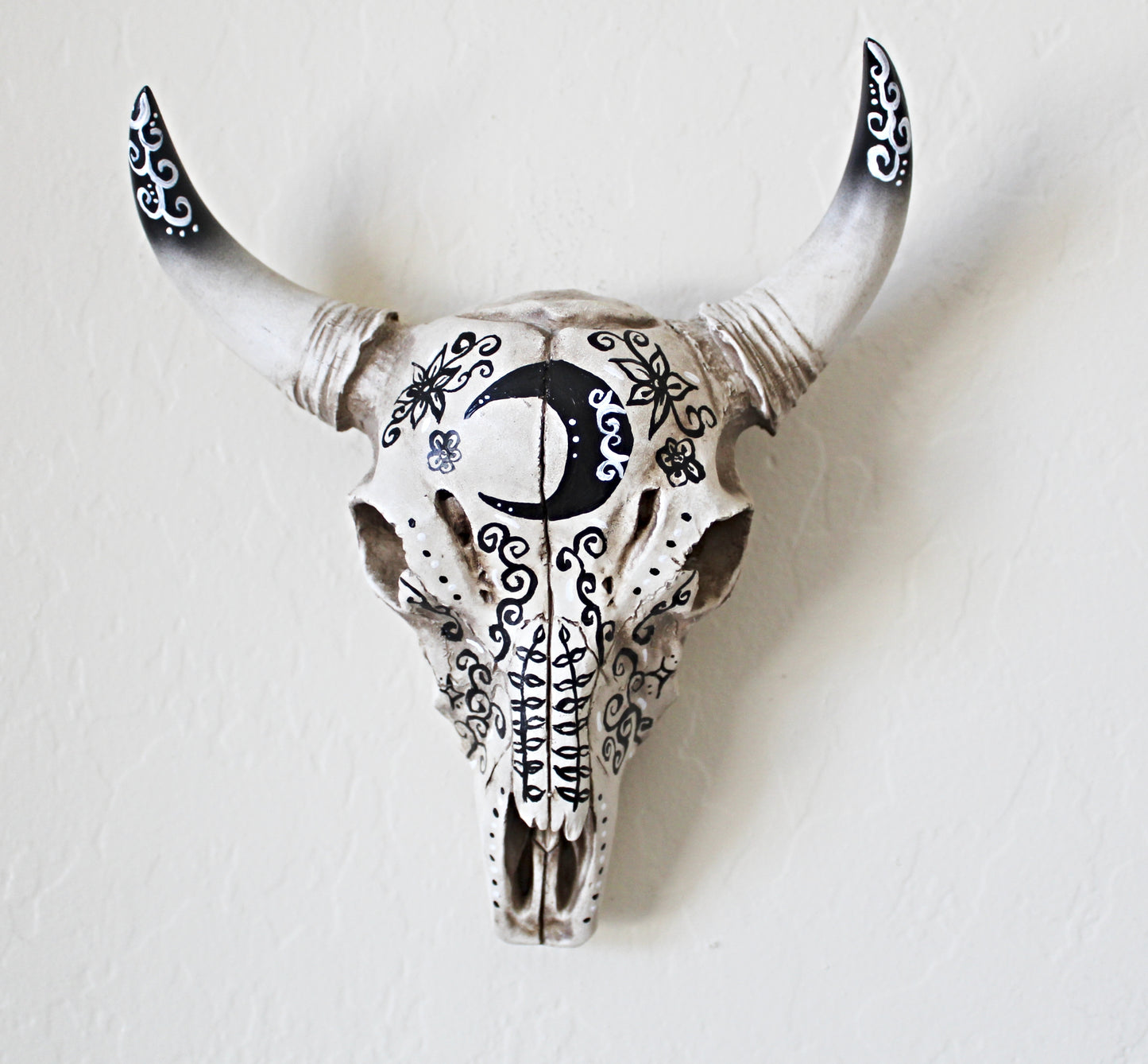 Crescent Moon Bull Skull Wall Hanging
