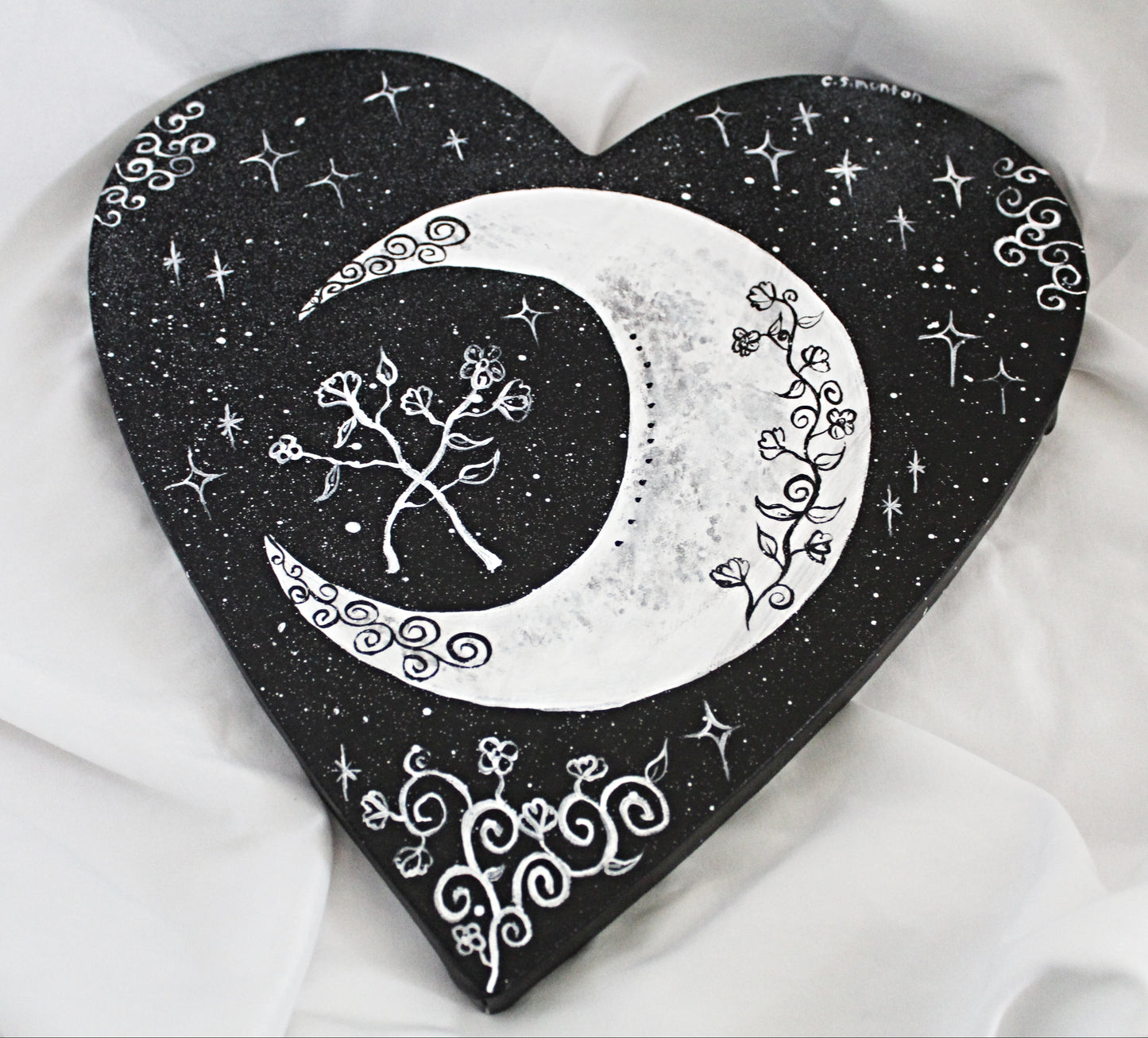 Heart Crescent Moon Painting