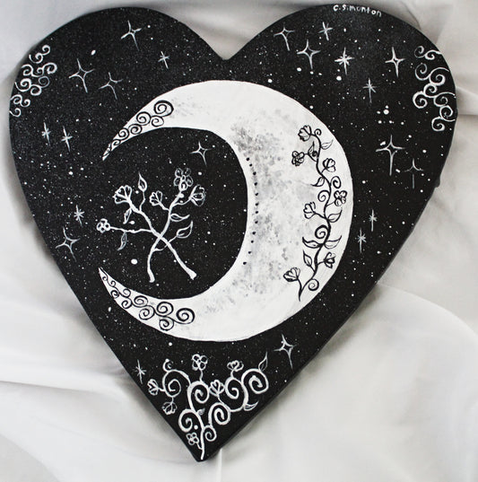 Heart Crescent Moon Painting