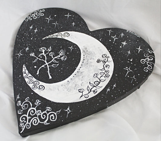 Heart Crescent Moon Painting