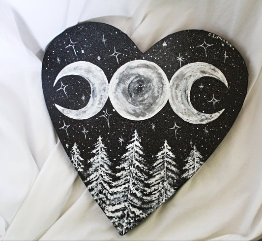 Heart Triple Moon Forest Painting