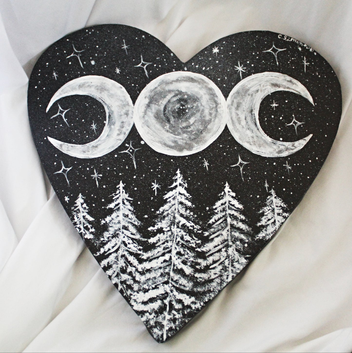 Heart Triple Moon Forest Painting