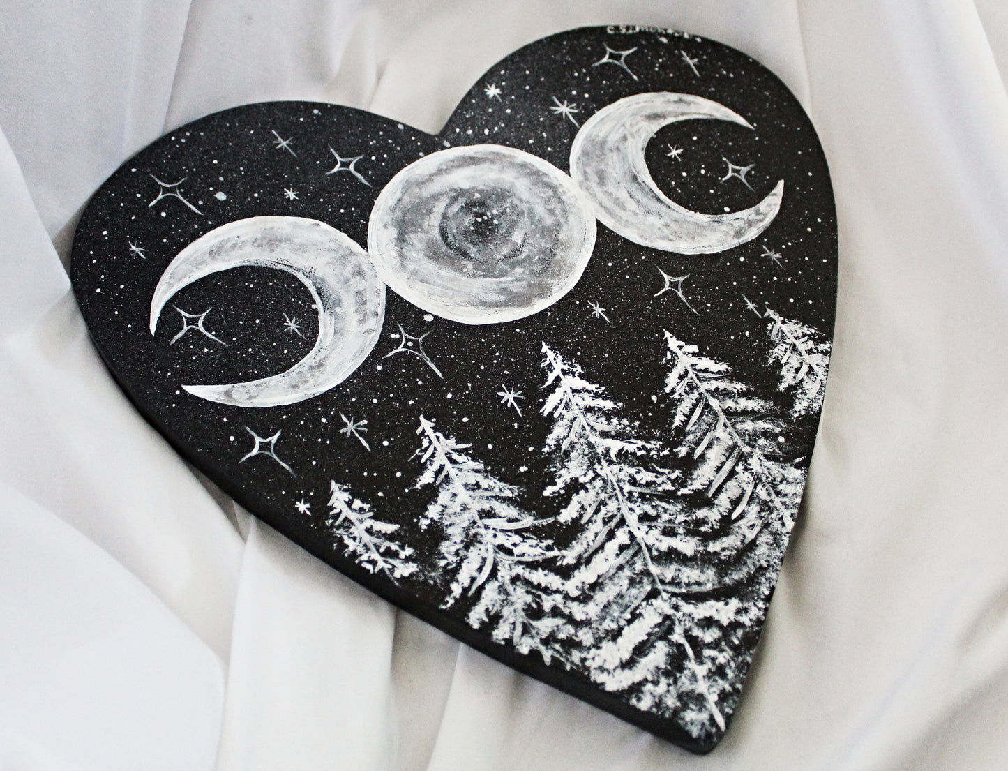 Heart Triple Moon Forest Painting