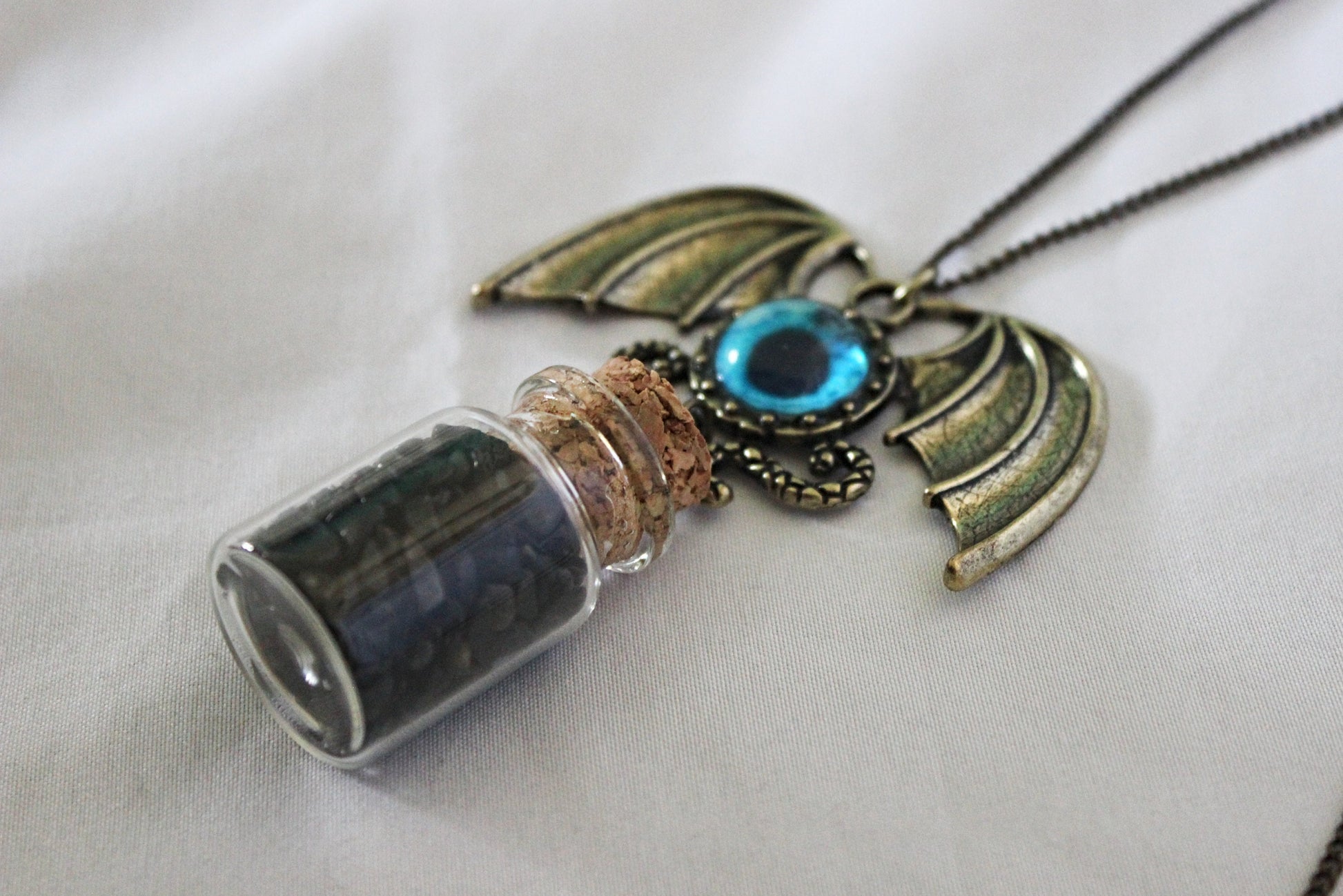 Dragon Eye Black Tourmaline Spell Jar Necklace - Wildflower Moon Magic