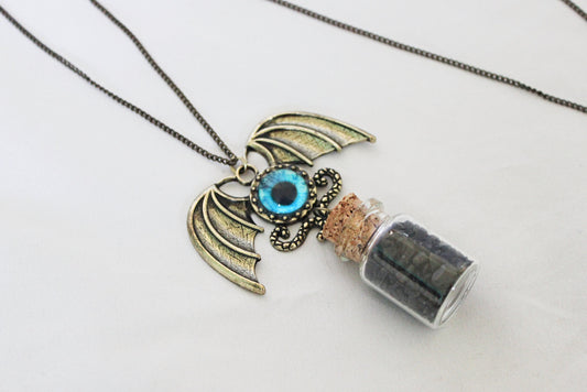 Dragon Eye Black Tourmaline Spell Jar Necklace - Wildflower Moon Magic