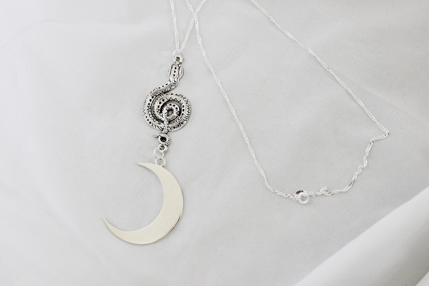 Snake and Moon Necklace - Wildflower Moon Magic