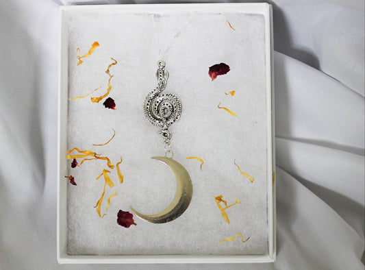 Snake and Moon Necklace - Wildflower Moon Magic