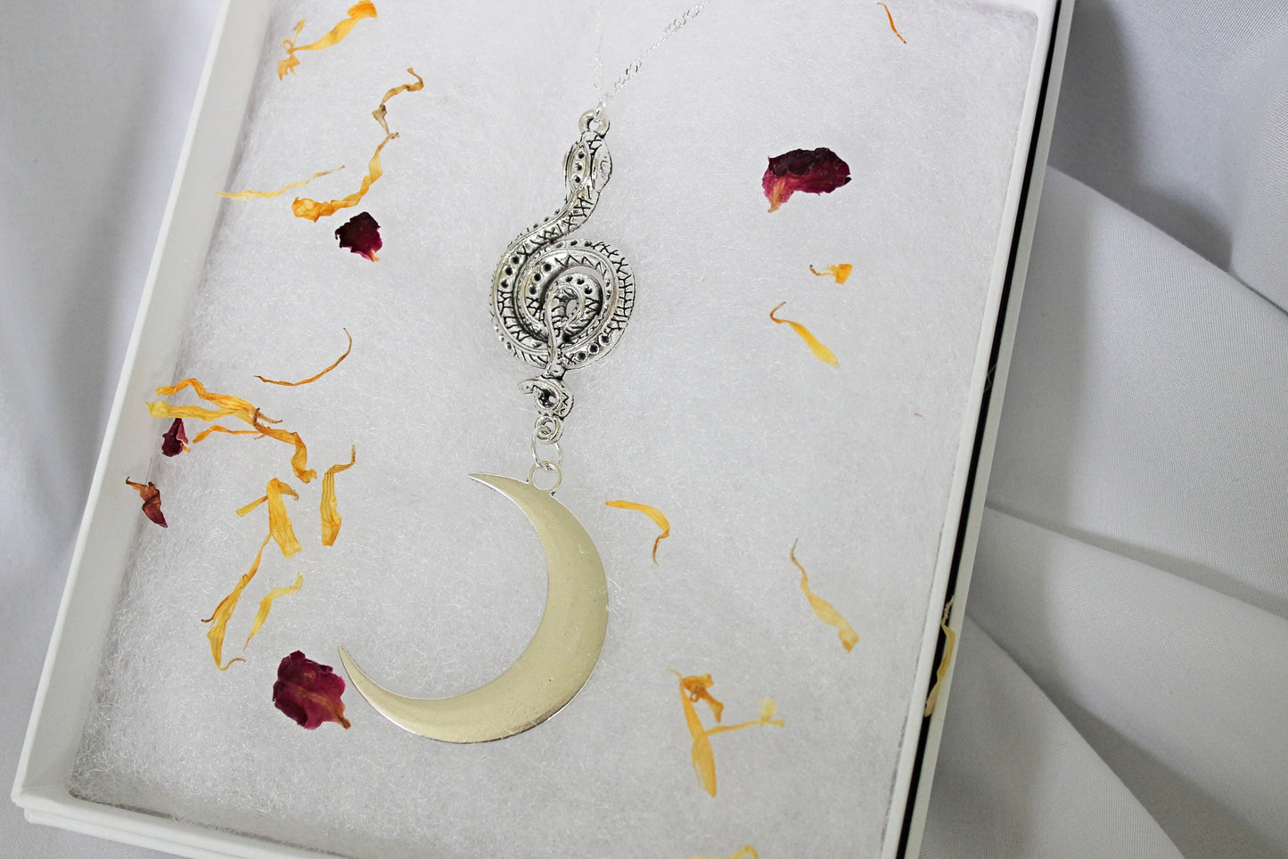 Snake and Moon Necklace - Wildflower Moon Magic