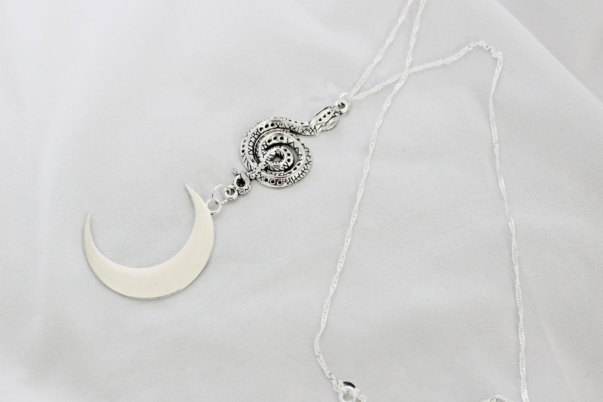 Snake and Moon Necklace - Wildflower Moon Magic
