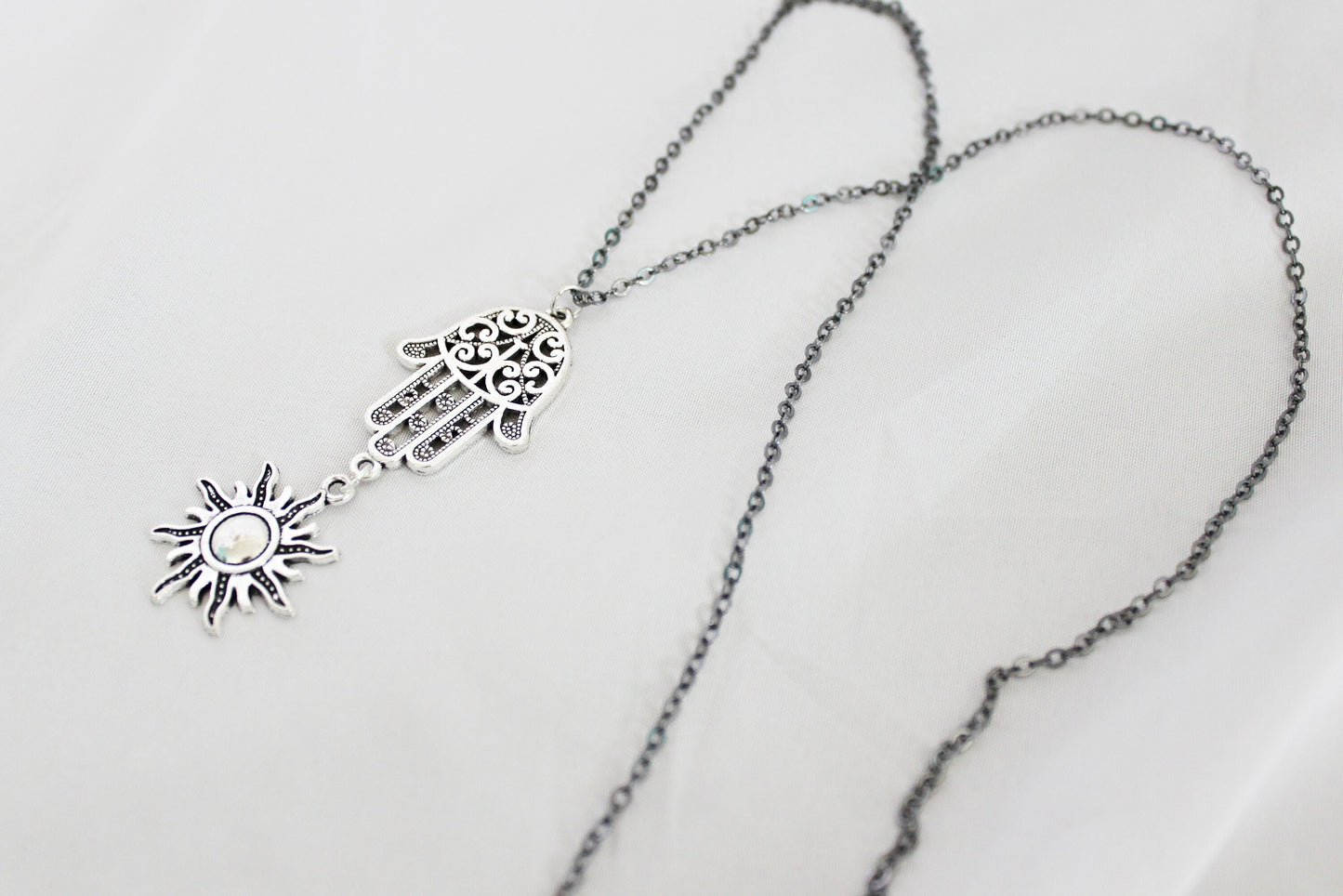 Hamsa and Sun Necklace - Wildflower Moon Magic