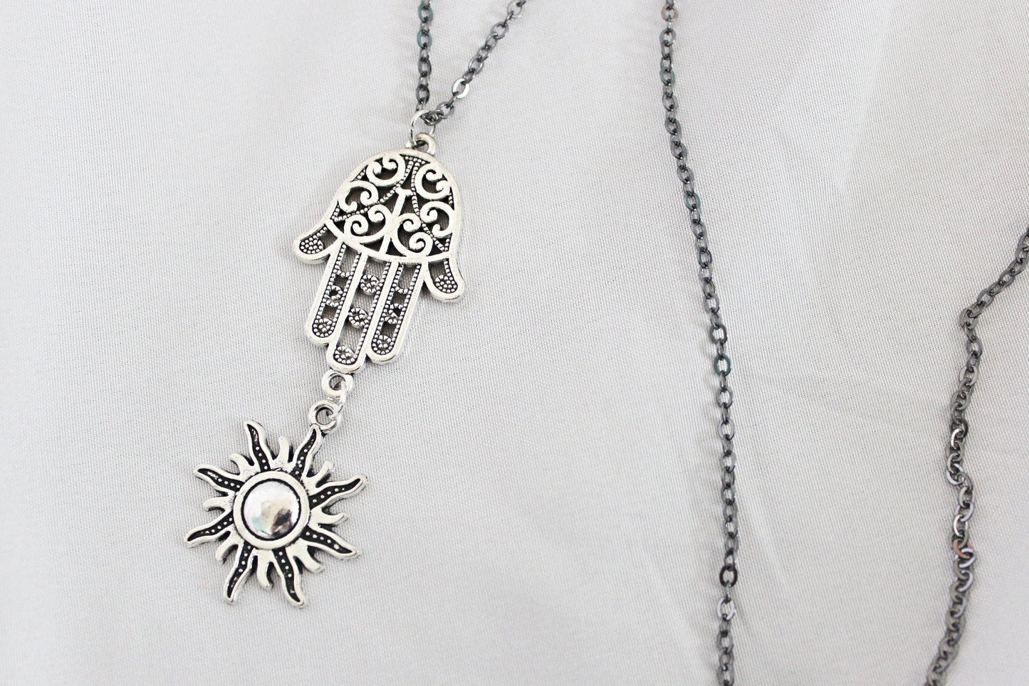 Hamsa and Sun Necklace - Wildflower Moon Magic