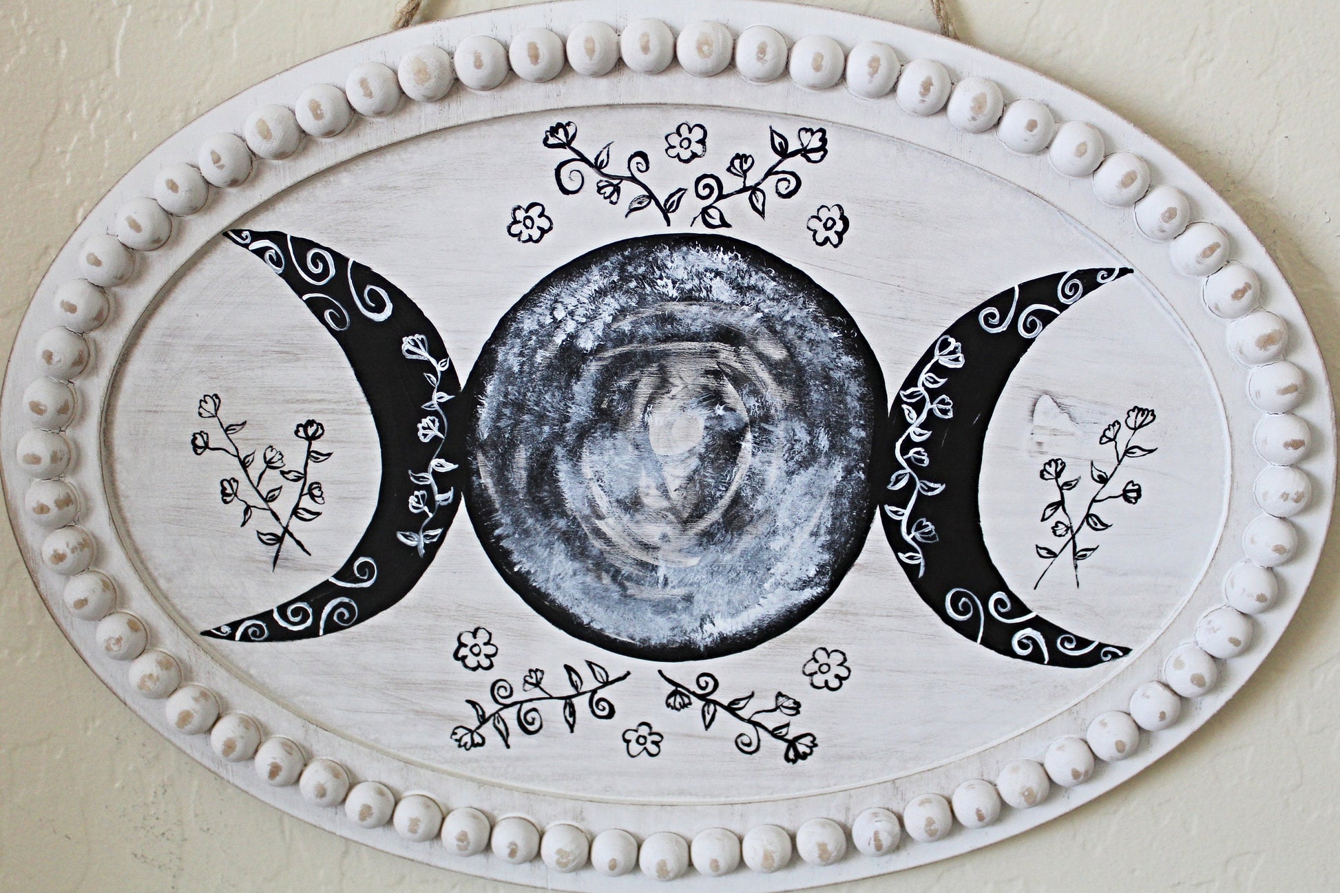 Triple Moon and Wildflowers Wall Hanging - Wildflower Moon Magic