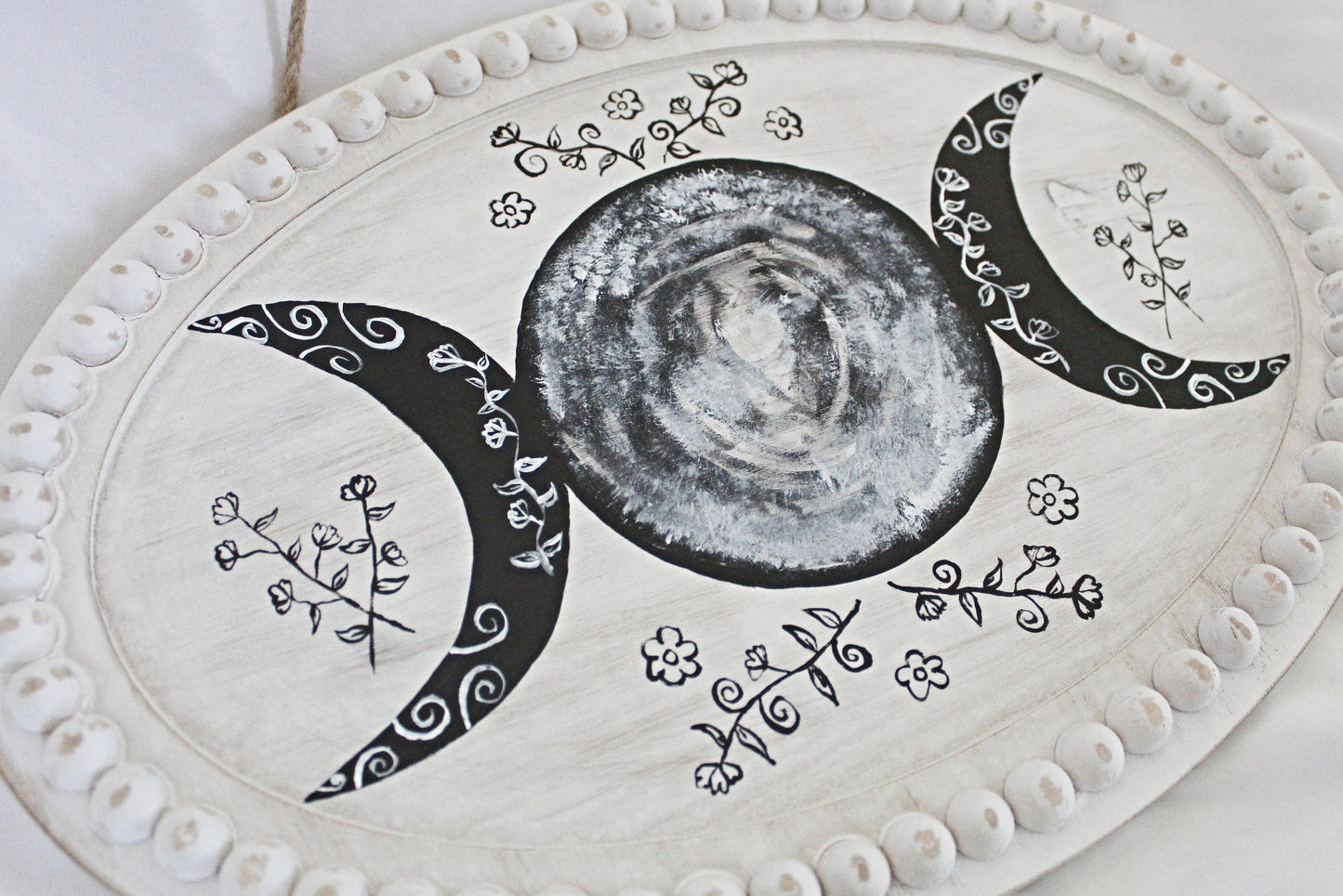 Triple Moon and Wildflowers Wall Hanging - Wildflower Moon Magic