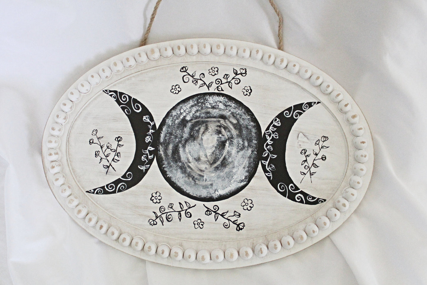 Triple Moon and Wildflowers Wall Hanging - Wildflower Moon Magic