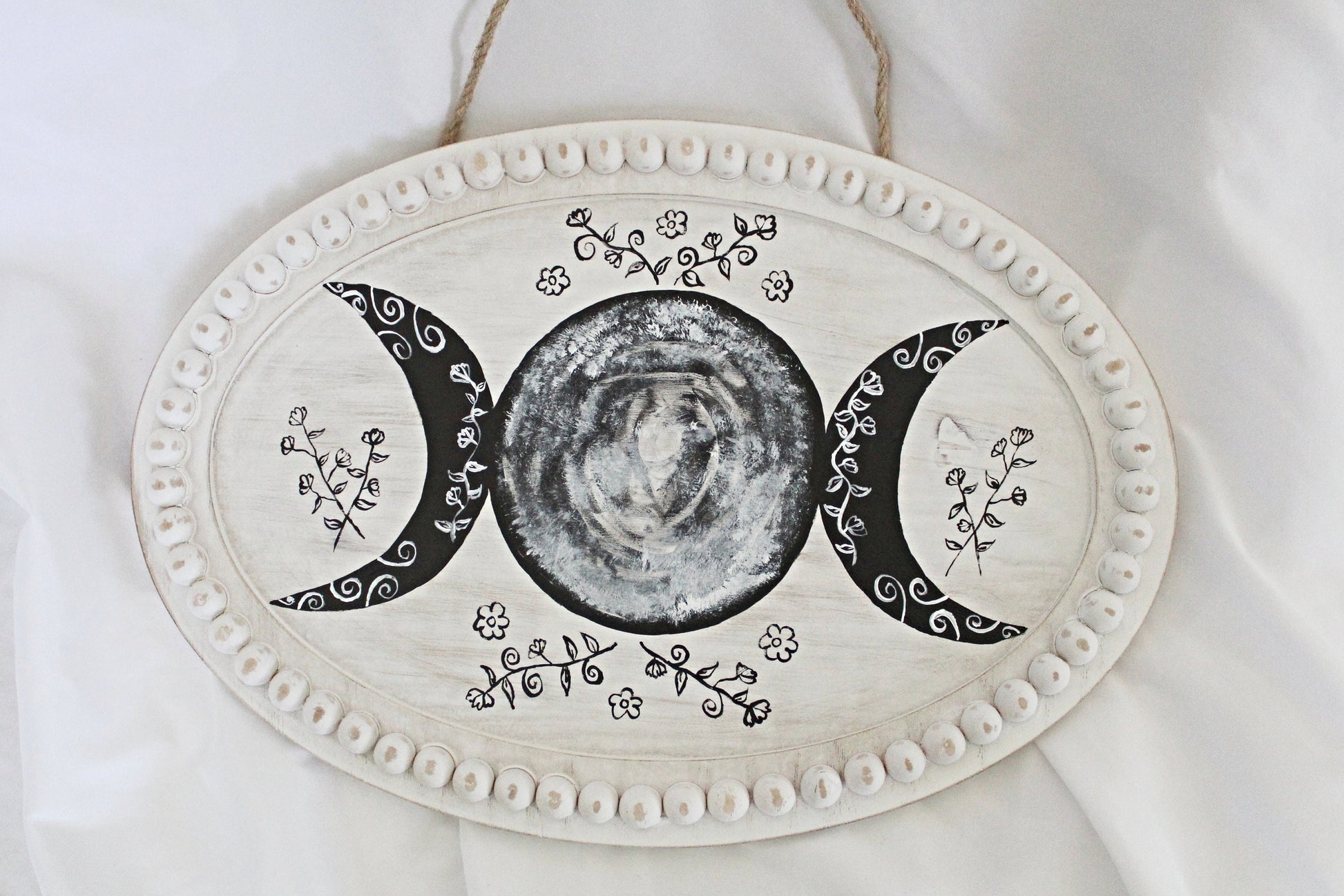 Triple Moon and Wildflowers Wall Hanging - Wildflower Moon Magic