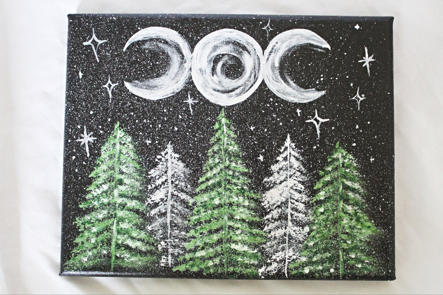 Triple Moon Forest Painting - Wildflower Moon Magic