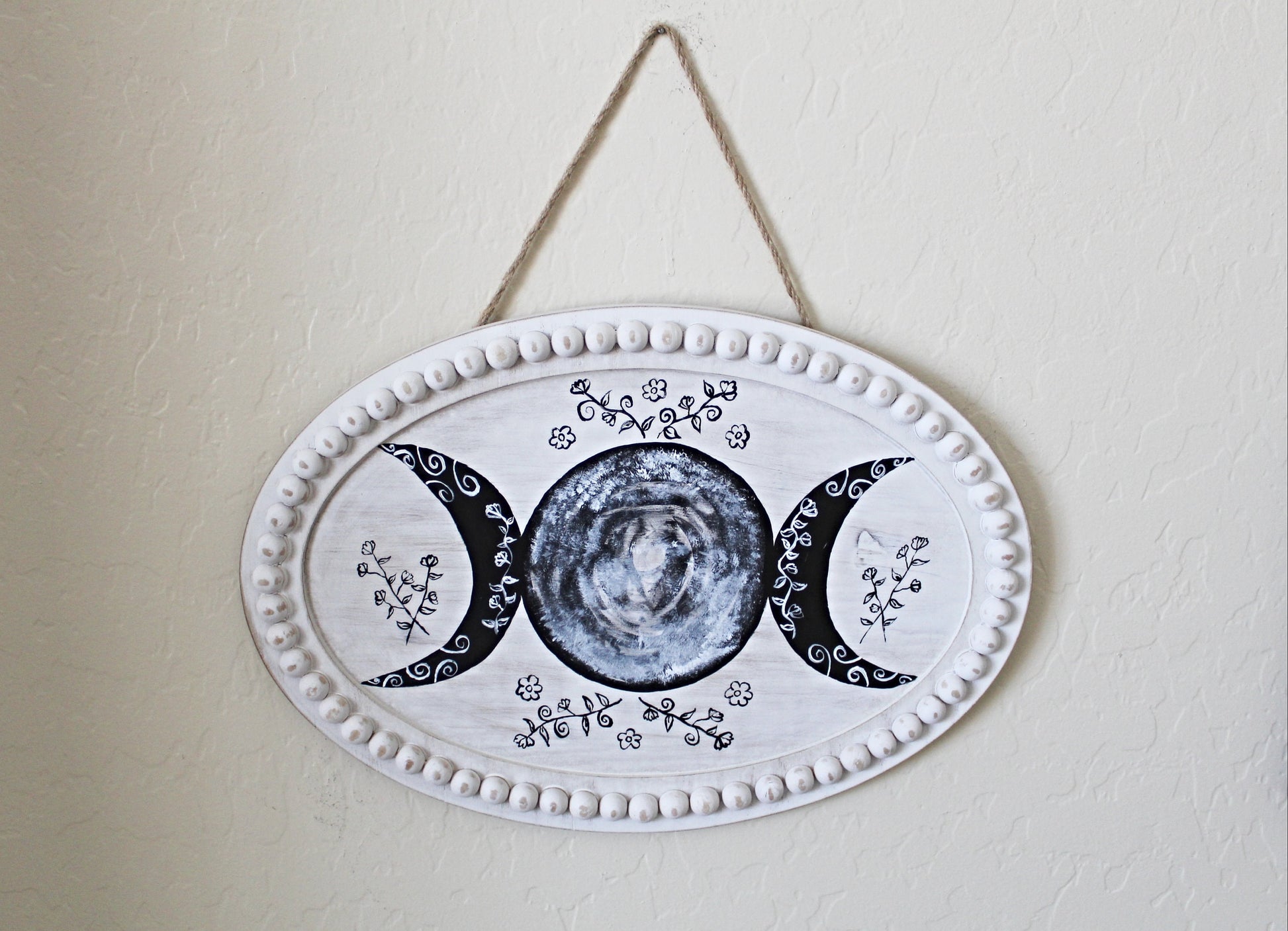 Triple Moon and Wildflowers Wall Hanging - Wildflower Moon Magic
