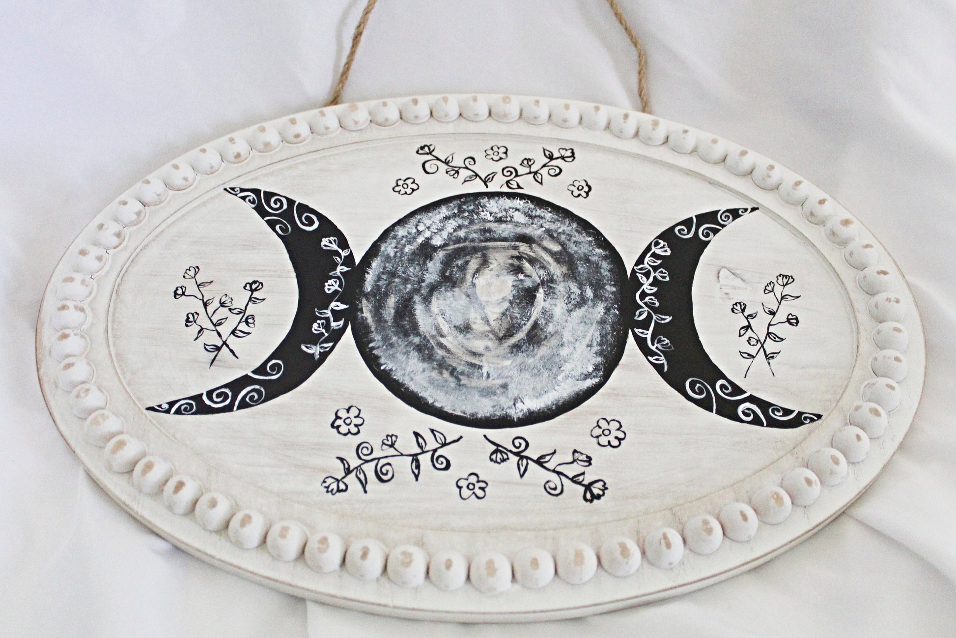 Triple Moon and Wildflowers Wall Hanging - Wildflower Moon Magic