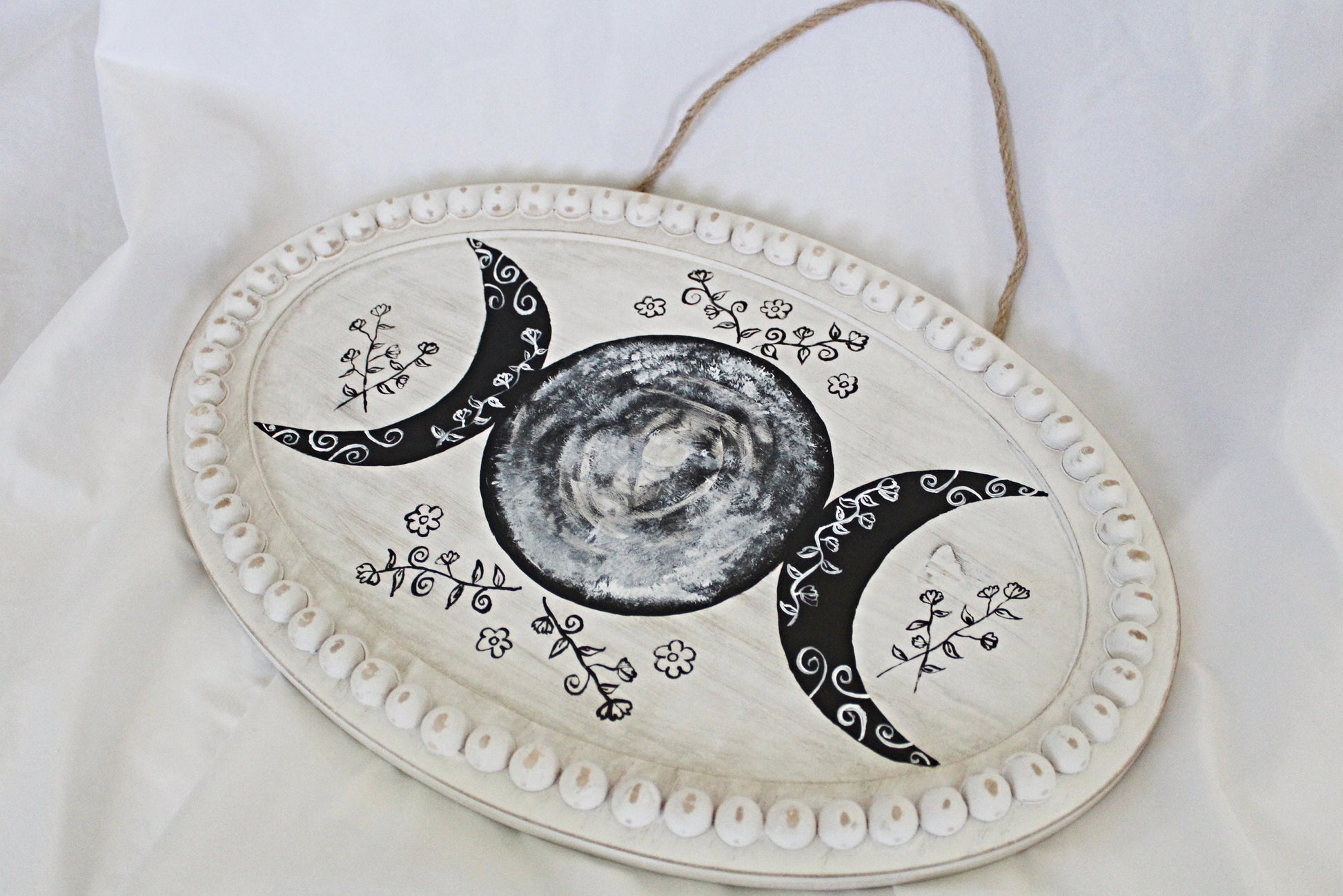 Triple Moon and Wildflowers Wall Hanging - Wildflower Moon Magic