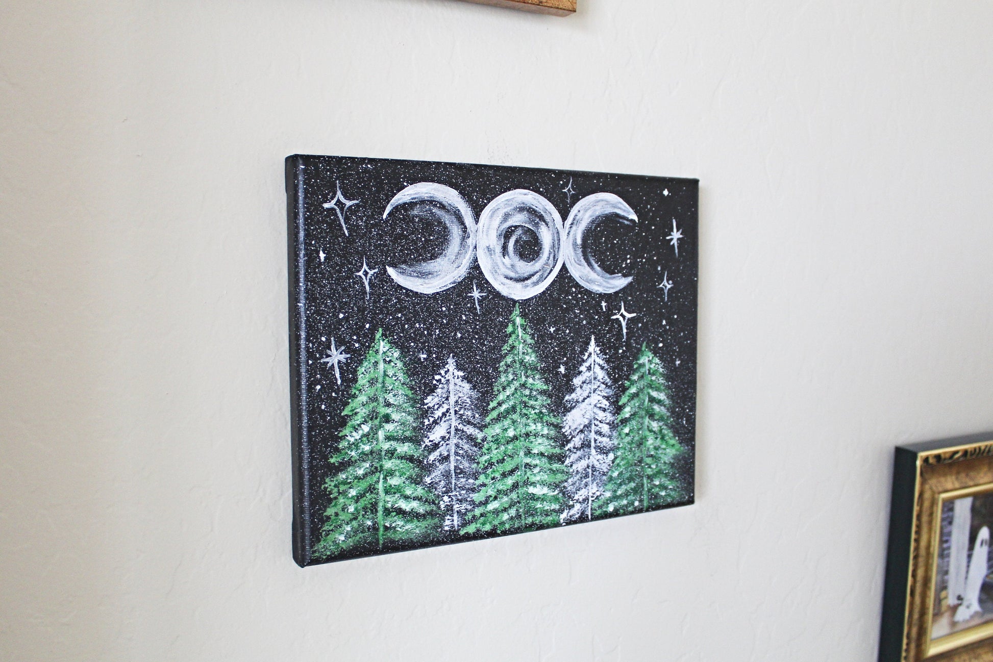 Triple Moon Forest Painting - Wildflower Moon Magic