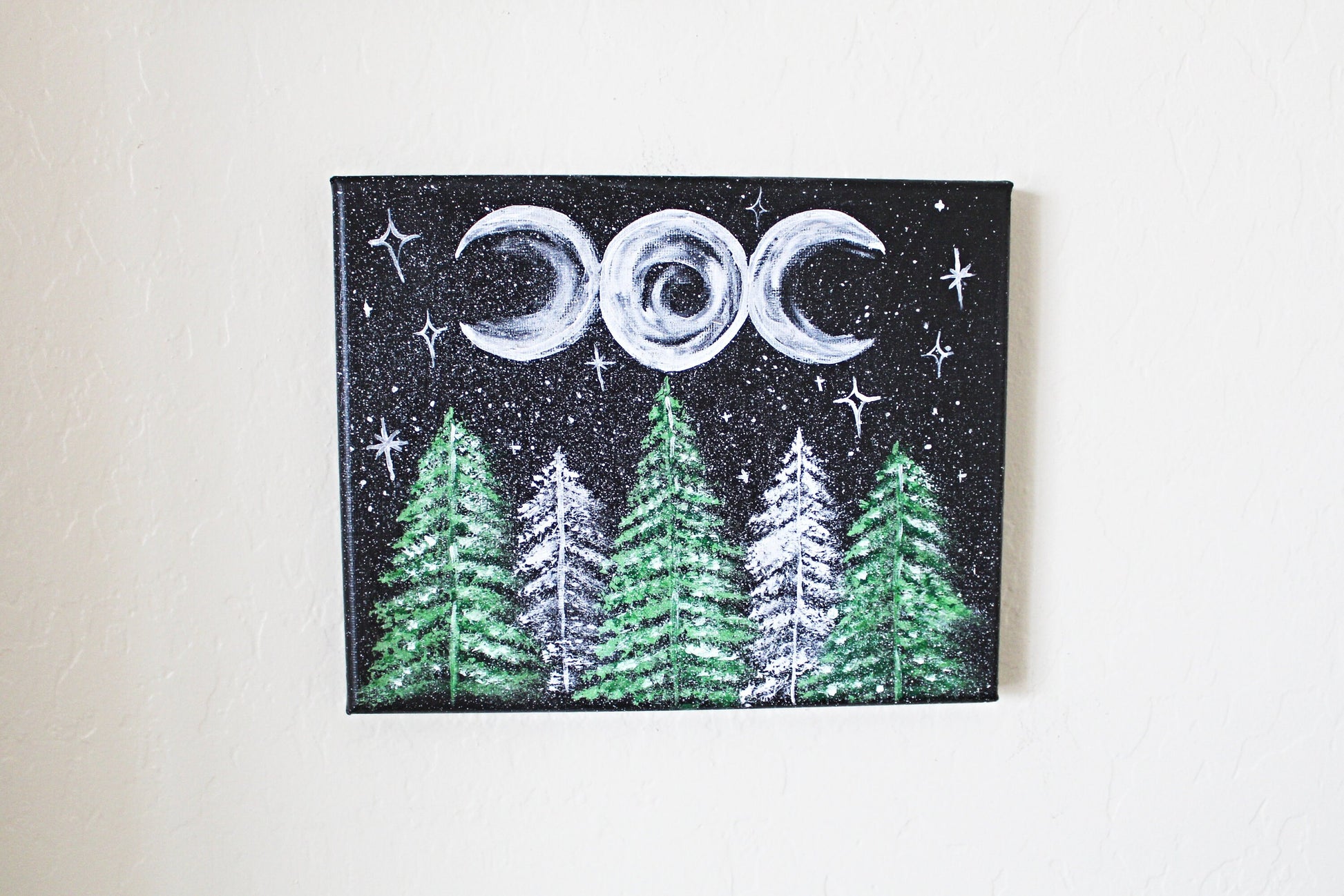 Triple Moon Forest Painting - Wildflower Moon Magic