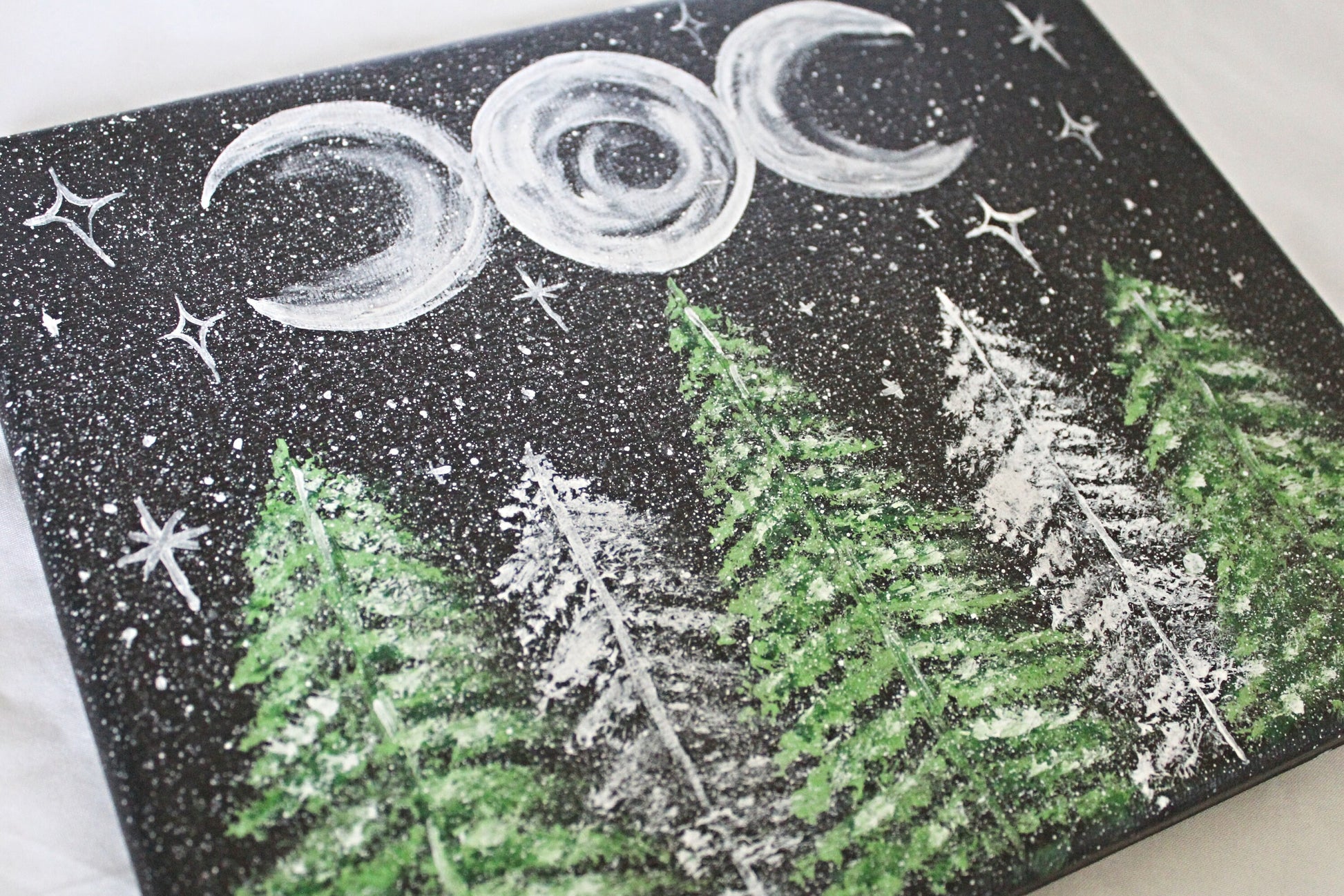 Triple Moon Forest Painting - Wildflower Moon Magic