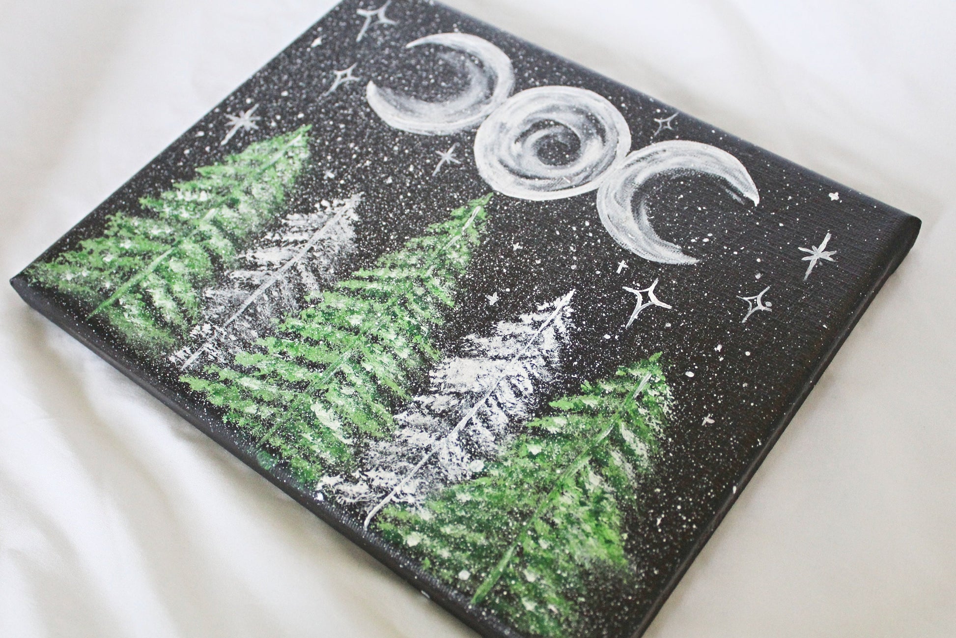 Triple Moon Forest Painting - Wildflower Moon Magic