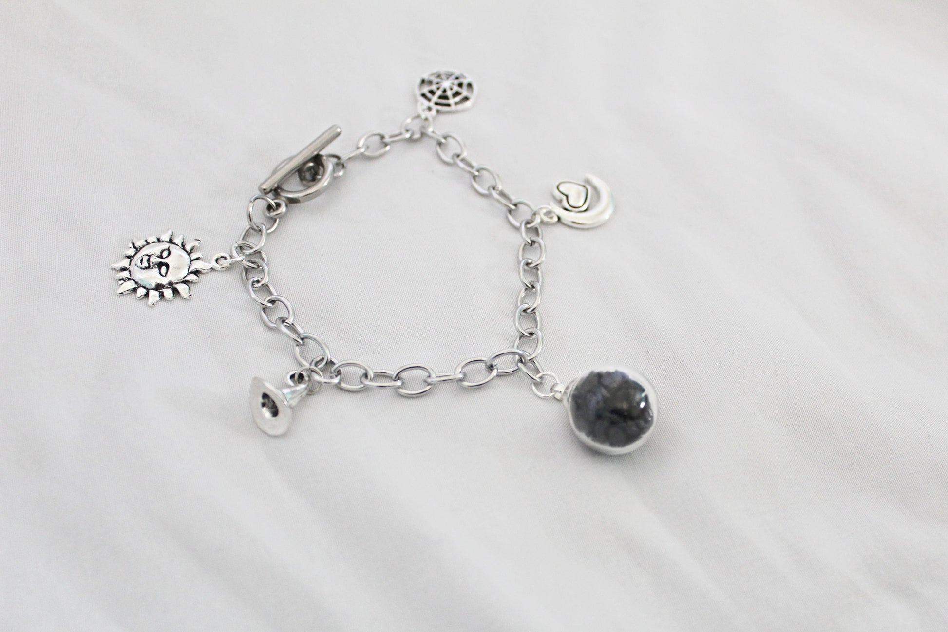 Witch Charm Bracelet Featuring Black Tourmaline - Wildflower Moon Magic
