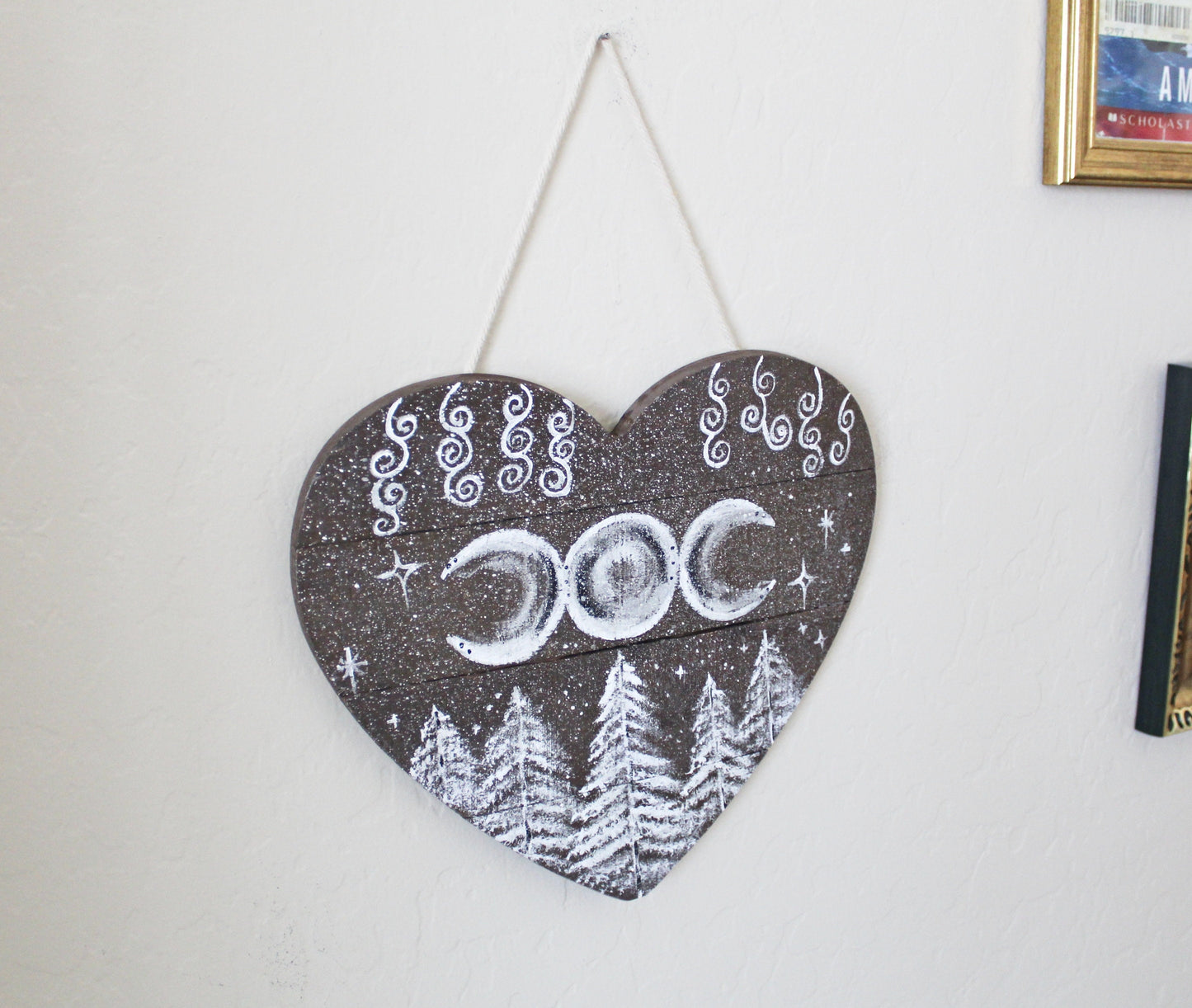 Triple Moon Heart Witch Sign Wall Hanging