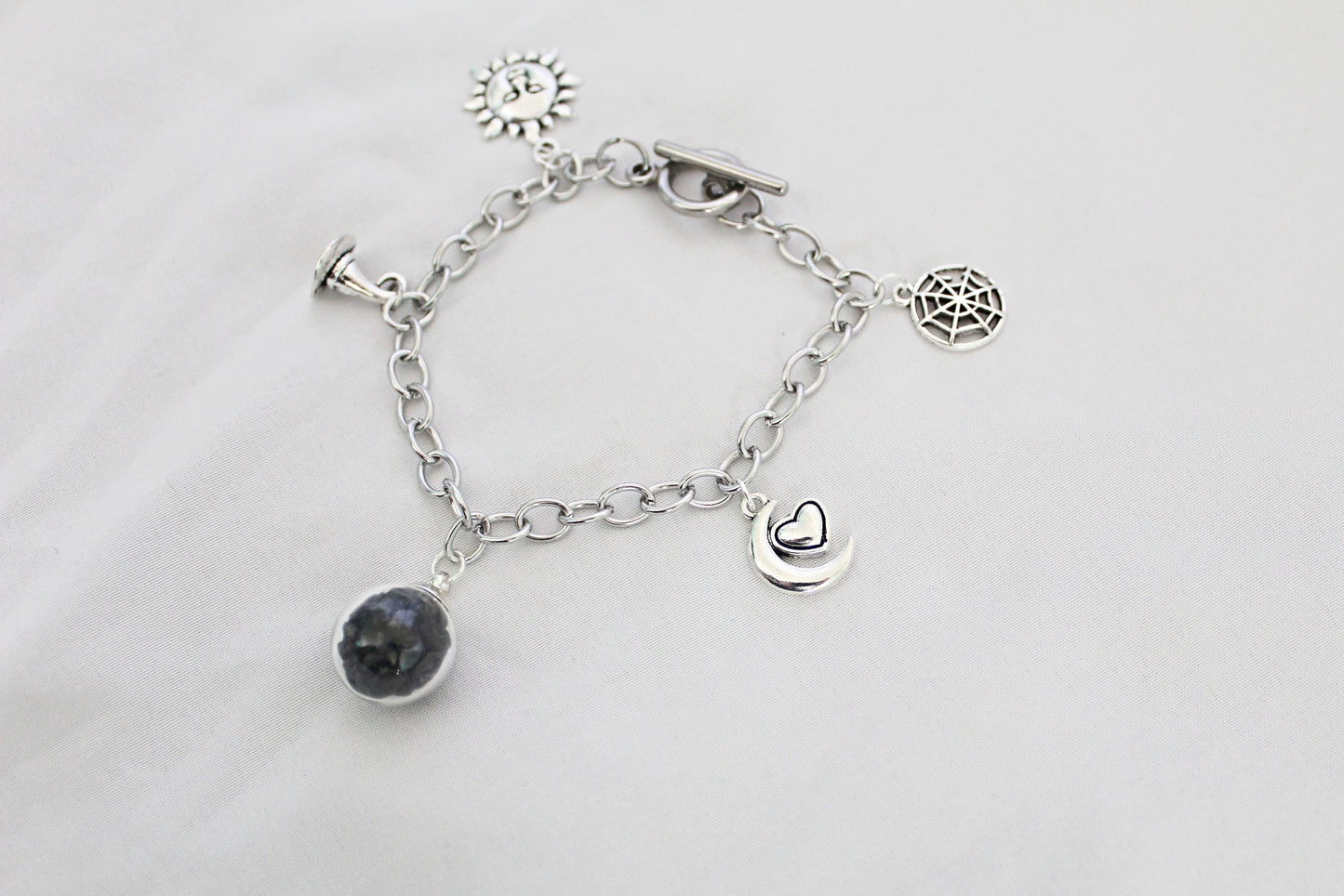 Witch Charm Bracelet Featuring Black Tourmaline - Wildflower Moon Magic