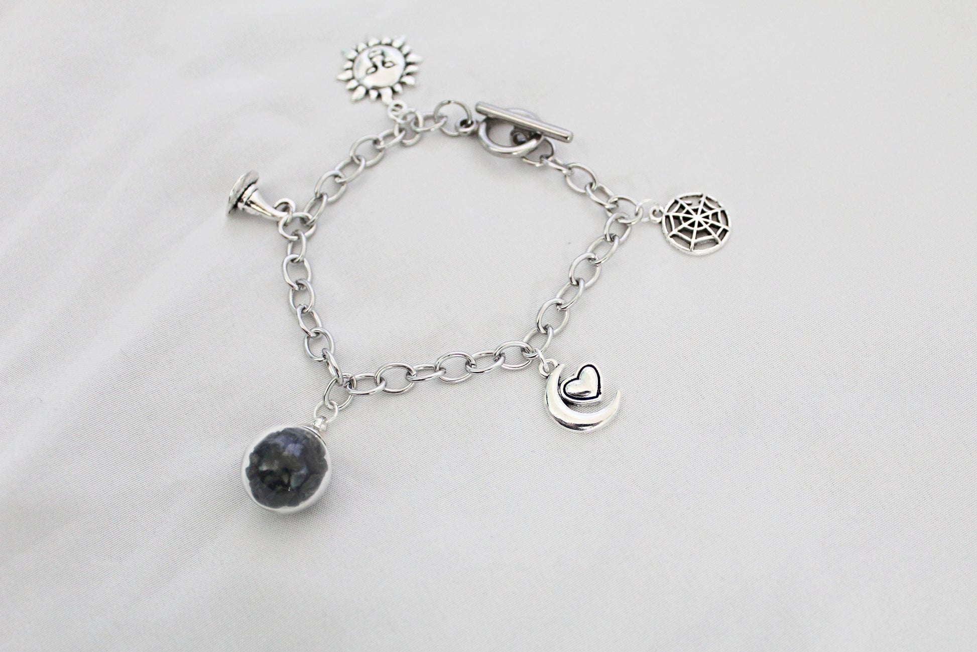 Witch Charm Bracelet Featuring Black Tourmaline - Wildflower Moon Magic