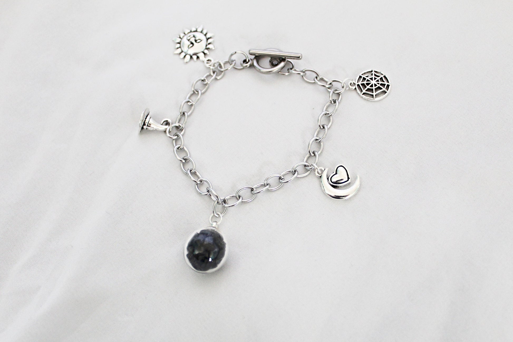 Witch Charm Bracelet Featuring Black Tourmaline - Wildflower Moon Magic