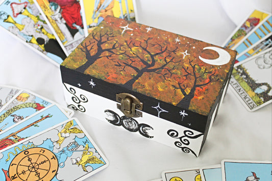 Witchy Tree Tarot Card Box, Tarot Card Box, Witch Trinket Box - Wildflower Moon Magic