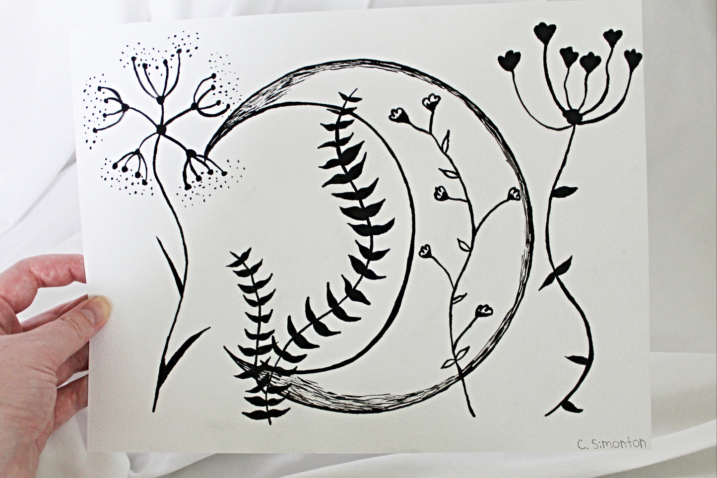 Moon and Wildflower Art Print