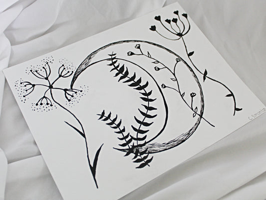Moon and Wildflower Art Print