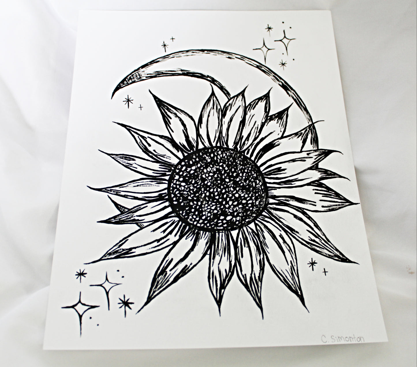 Moon and Sunflower Art Print