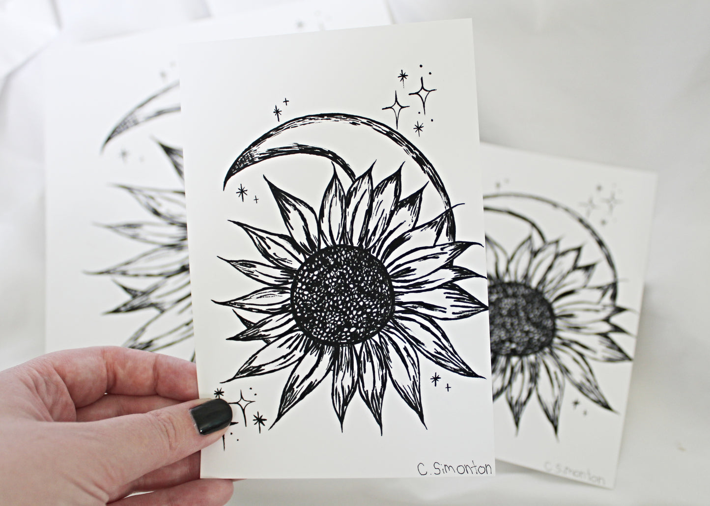 Moon and Sunflower Art Print