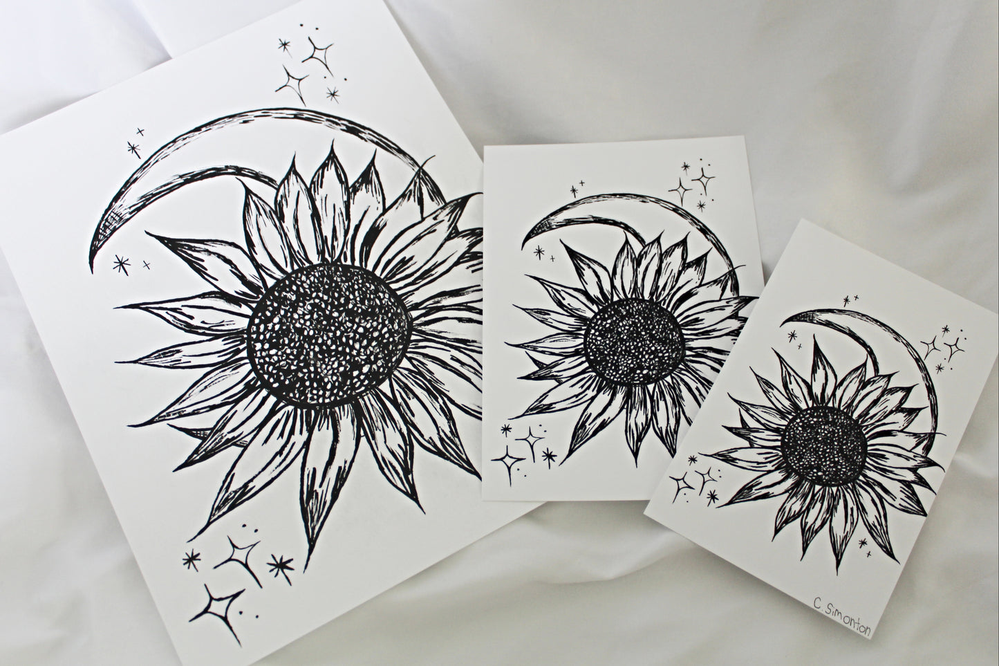 Moon and Sunflower Art Print