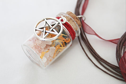 Pentagram Little Jar of Happiness Necklace